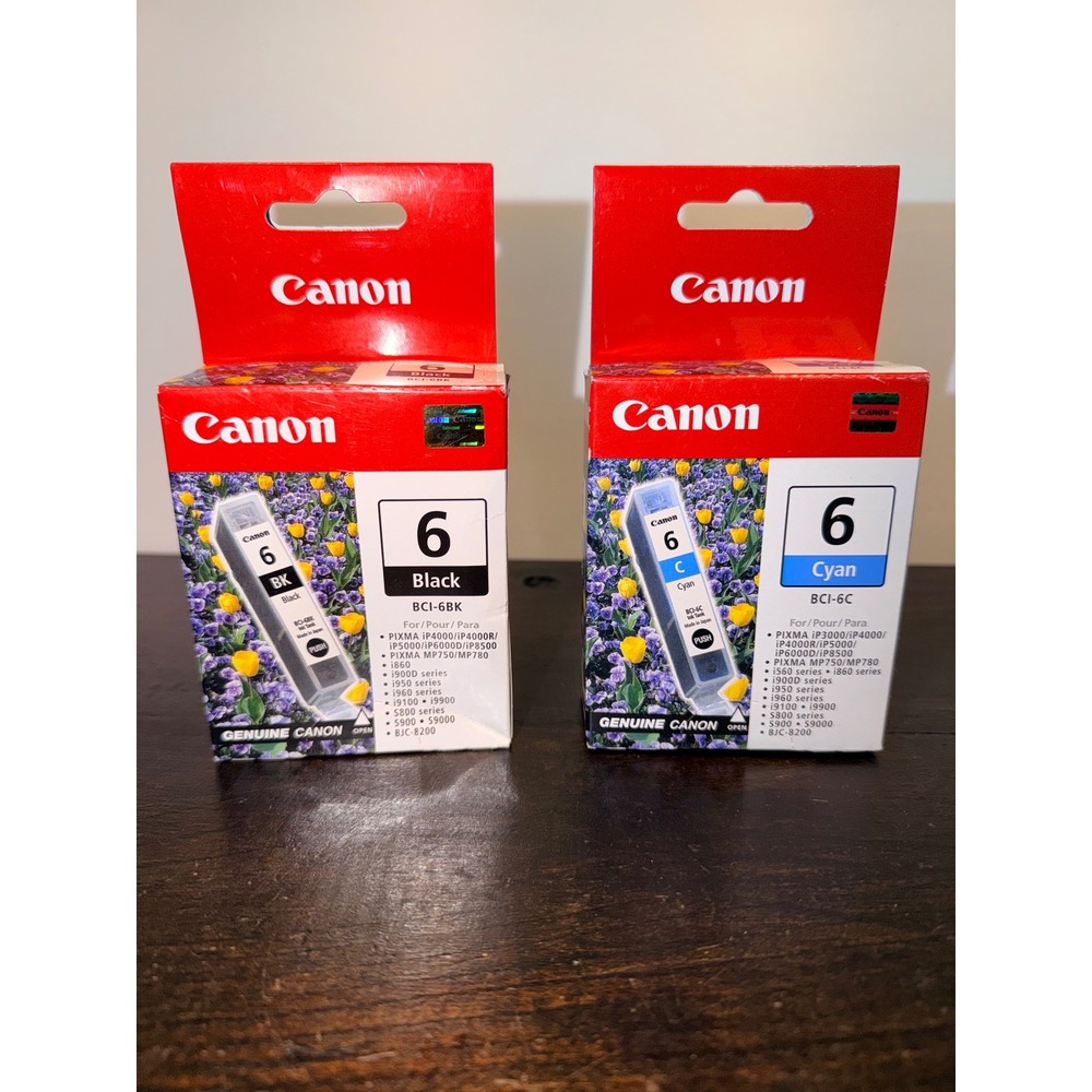 Canon Tanks‎ Set Black BCI-6BK and Cyan BCI-6C Genuine OEM New